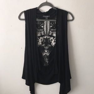 Flowy Sleeveless Lace Back Cardigan